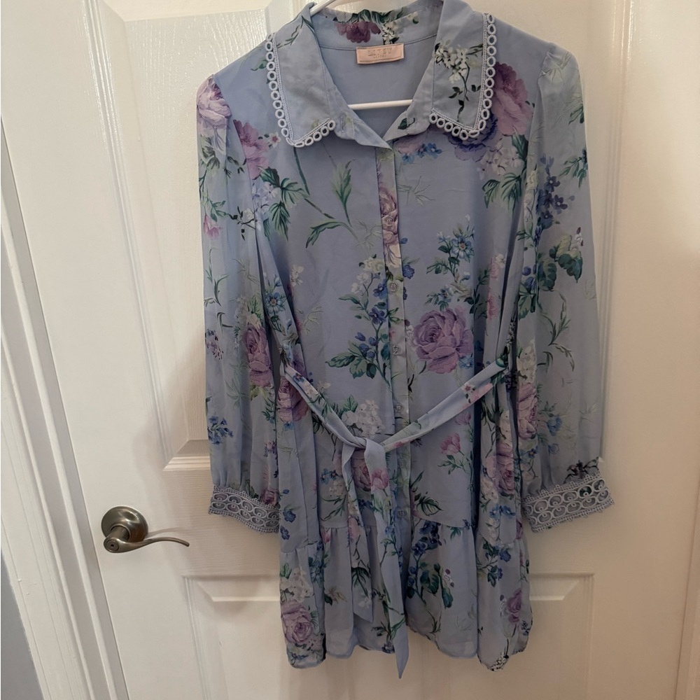 Lipsy Blue Floral Dress - Picture 1 of 9